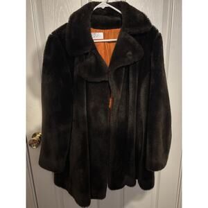 Women’s 1950s Faux Fur Thigh Length Gala Style Winter No Close Coat Medium